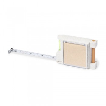 Measuring tape 1 m, spirit level, memo pad 4 x 4,5 cm (15 sheets), ball pen, body made from wheat straw AIV1031-00