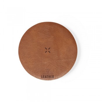 Wireless charger 15W with recycled leather detail, works with mobile phones with inductive charging function, USB type C input, USB type C cable included AIV1136-16