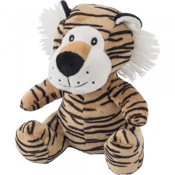 Plush tiger, embroidered eyes, whiskers and mouth, includes a tag for printing AIV1632-99