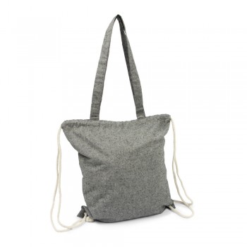 Recycled cotton bag 2 in 1, drawstring bag and shopping bag | Jamarion