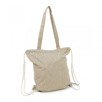 Recycled cotton bag 2 in 1, drawstring bag and shopping bag | Jamarion