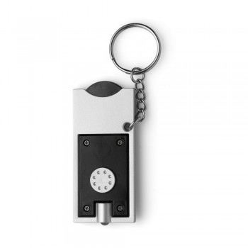 Keyring with white LED light and plastic coin for shopping carts (size € 0,5) AIV2452-03
