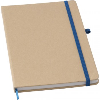 Notebook approx. A5 Notebook (approx. A5, 80 lined sheets made from stone paper), hard cover made of craft paper, elastic band for closing, pen loop. Stone paper is made of mix of 80% calcium carbonate and 20% HDPE, which makes it resistant to splashing, dirt and tearing. Th