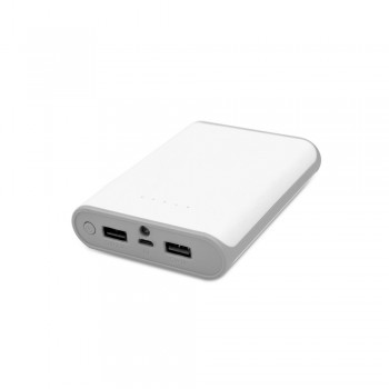 Power bank 8000 mAh, output 5V/2.1A and 5V/1A, input 5V/1A, 5 diodes indicating power level, LED light, micro USB cable included AIV3780-02