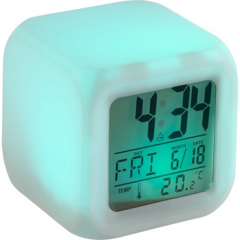 Desk clock, changing colour, thermometer, calendar and alarm AIV3933-02