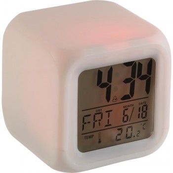 Desk clock, changing colour, thermometer, calendar and alarm AIV3933-02