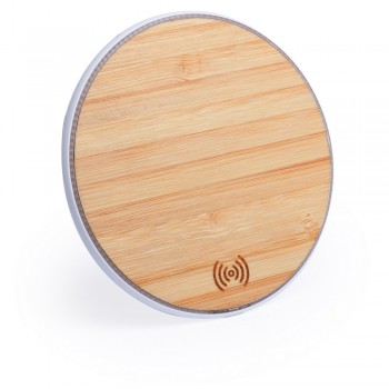 Wireless charger 5W Wireless charger 5W with bamboo front part, works with mobile phones with inductive charging function, micro USB input 5V/2A, micro USB cable included AIV3979-16