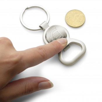 Keyring with bottle opener and coin for shopping carts (size € 1), magnetic, in presentation box AIV4093-32
