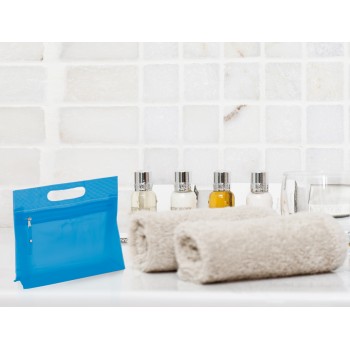 Cosmetic bag with zipped main compartment and cut out handle AIV4728-05