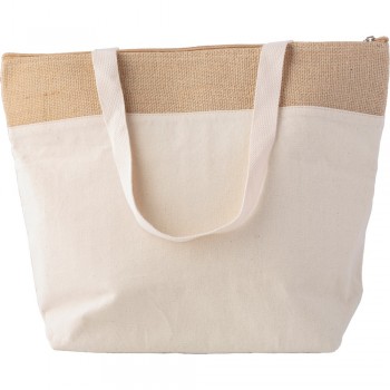 Cotton and jute cooler bag Cotton and jute cooler bag, aluminium interior, zipped main compartment, handles AIV4891-25