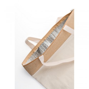 Cotton and jute cooler bag Cotton and jute cooler bag, aluminium interior, zipped main compartment, handles AIV4891-25