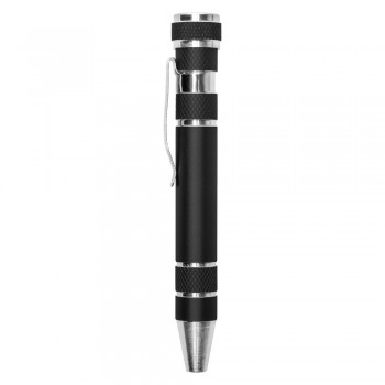 Screwdriver | Tate Pen shaped screwdriver with 4 flat head and 4 Philips screwdriver bits, with clip AIV5090-03