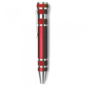 Pen shaped screwdriver with 4 flat head and 4 Philips screwdriver bits, with clip AIV5090/A-05