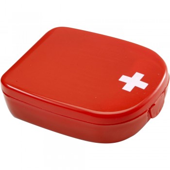 First aid kit in plastic case, 5 pcs First aid kit in plastic case, 5 pcs, includes: 2 alcohol prep pads, antiseptic cleansing wipe and 2 adhesive plasters AIV5475-05