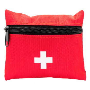 First aid kit in pouch with zipped main compartment, 7 pcs, includes: 10 plasters, 4 alcohol pads, tape, 2 non-adherent pads, bandage, cotton buds (20 pcs.) and scissors AIV5592-05