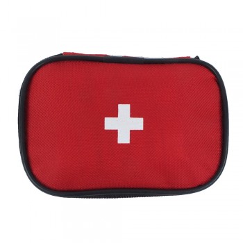 First aid kit in pouch with belt fastening and zipped main compartment, 25 pcs, includes: 10 plasters, 4 alcohol pads, 2 tapes, 2 non-adherent pads, 2 bandages, 2 gauze pads, 2 castile soap towelettes and scissors AIV5593-05