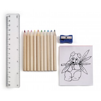 Colouring set Drawing set, 10 colour pencils, 15 cm ruler, pencil sharpener and pictures for colouring (approx. 20 pcs) AIV6101-00