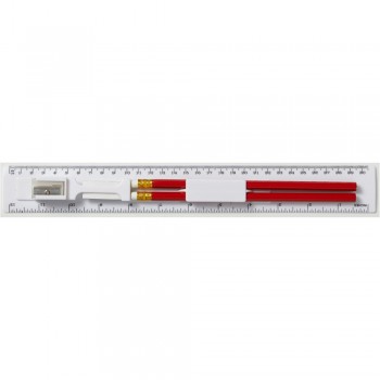 Ruler, 2 pencils, pencil sharpener and eraser Ruler 30 cm/12 inch with 2 pencils, pencil sharpener and eraser AIV6125-02