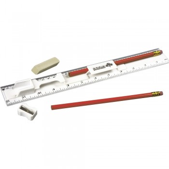 Ruler, 2 pencils, pencil sharpener and eraser Ruler 30 cm/12 inch with 2 pencils, pencil sharpener and eraser AIV6125-02