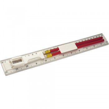 Ruler, 2 pencils, pencil sharpener and eraser Ruler 30 cm/12 inch with 2 pencils, pencil sharpener and eraser AIV6125-02