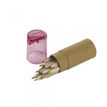 Set of 12 colour pencils (8,7 cm) with pencil sharpener AIV6133-05