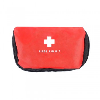 First aid kit in pouch, 16 pcs., includes: non-adherent pad, triangular bandage with 2 safety pins, plasters (1 large, 2 medium and 5 small ones), alcohol prep pad, antiseptic prep pad, reel of tape, large bandage, small bandage, scissors AIV6151-05