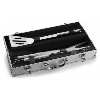 Barbecue set Barbecue set in aluminium case, includes spatula, fork and tongs AIV6362-32