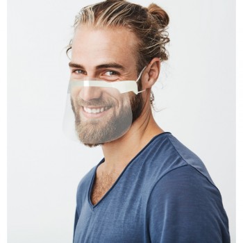 Nose and mouth shield with elastic fastening, reusable, made of transparent PET, easy to disinfect after each use, polyester foam for better comfort of use (made in Europe) AIV6999-00