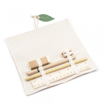 School set, cork pencil case, pencil, ball pen, ruler, eraser and pencil sharpener  | Clark
