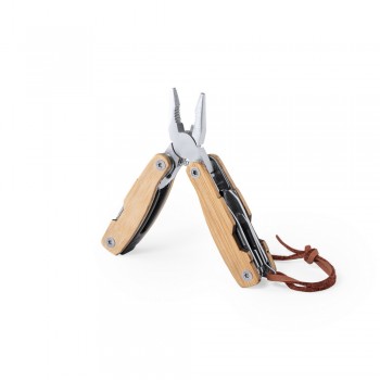 Multifunctional tool with bamboo grip, 12 functions, pouch included AIV7254-00
