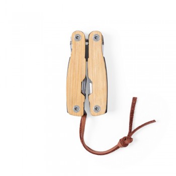 Multifunctional tool with bamboo grip, 12 functions, pouch included AIV7254-00