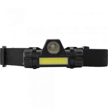 Head torch 1 LED with COB light, switching between lights with one click, light direction adjustment, micro USB port for charging AIV7265-03