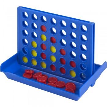 Game, foldable Game 4 in 1, foldable, including 2 polybags with 21 yellow and 21 red chips, with pouch AIV7338-04