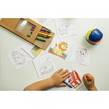 Colouring set, crayons | Hadley Drawing set, 8 crayons and 8 pictures for colouring AIV7372-00