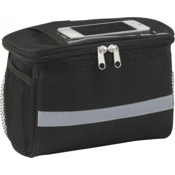 Bicycle bag, cooler bag Bicycle zipped cooler bag with PVC pocket on top, reflective strap, mesh pockets on both sides AIV7482-03