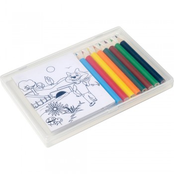 Drawing set, colouring pencils Drawing set, 8 colouring pencils and 20 colouring sheets, in transparent box AIV7842-00