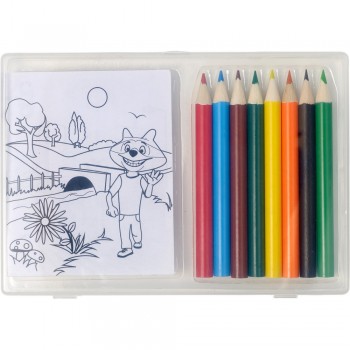 Drawing set, colouring pencils Drawing set, 8 colouring pencils and 20 colouring sheets, in transparent box AIV7842-00
