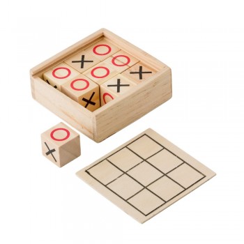 Tic Tac Toe game with game field printed on lid, in wooden box AIV8082-00