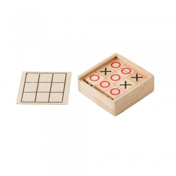 Tic Tac Toe game with game field printed on lid, in wooden box AIV8082-00