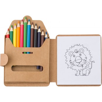 Drawing set, 12 coloured pencils and 12 pictures for colouring AIV8093-00