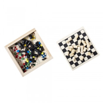 Game set in wooden box 3 in 1: chess, ludo, checkers AIV8099-00