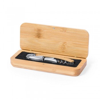 Bamboo waiter's knife Bamboo waiters knife, bottle opener, corkscrew, foil cutter, bamboo case included AIV8234-18