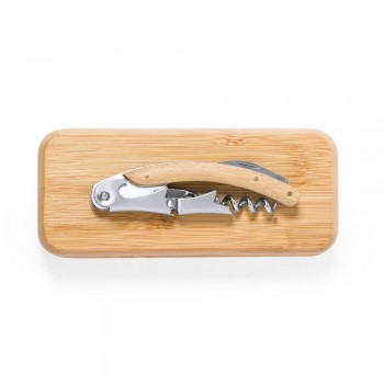 Bamboo waiter's knife Bamboo waiters knife, bottle opener, corkscrew, foil cutter, bamboo case included AIV8234-18