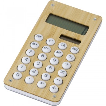 Calculator with 8 digit display, maze game, solar panel, bamboo front AIV8303-17