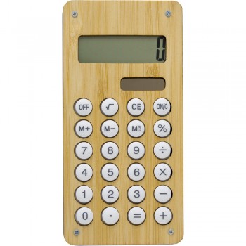 Calculator with 8 digit display, maze game, solar panel, bamboo front AIV8303-17