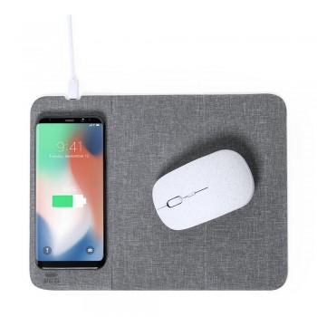 Mouse pad made from polyester RPET, wireless charger 10W, works with mobile phones with inductive charging function, cable type C included AIV8322-15