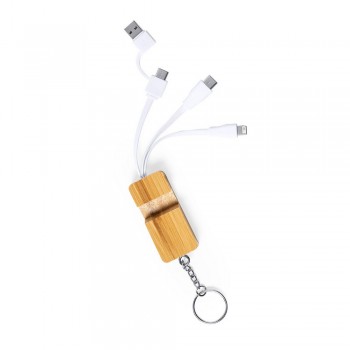 Charging cable, phone stand, keyring, 3 plugs: micro USB, USB type C and compatible with iOS devices AIV8338-16