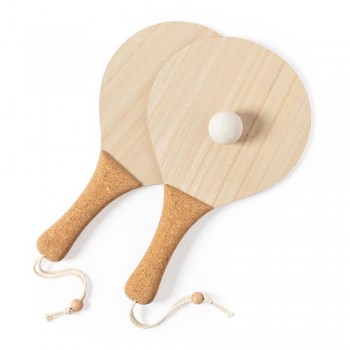 Beach game, tennis Beach game, tennis, cork and wood rackets, ball included AIV8348-00