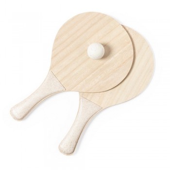 Beach game, tennis, wood and wheat straw rackets, ball included AIV8361-17
