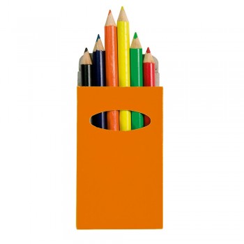 Colour pencil set Colour pencil set in shiny finish box with window, 6 pcs AIV8605-07
